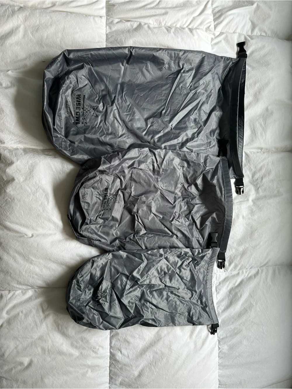 Wise Owl Outfitters Dry Bag 3-Pack (5L, 10L, 20L) - Gray - Like New